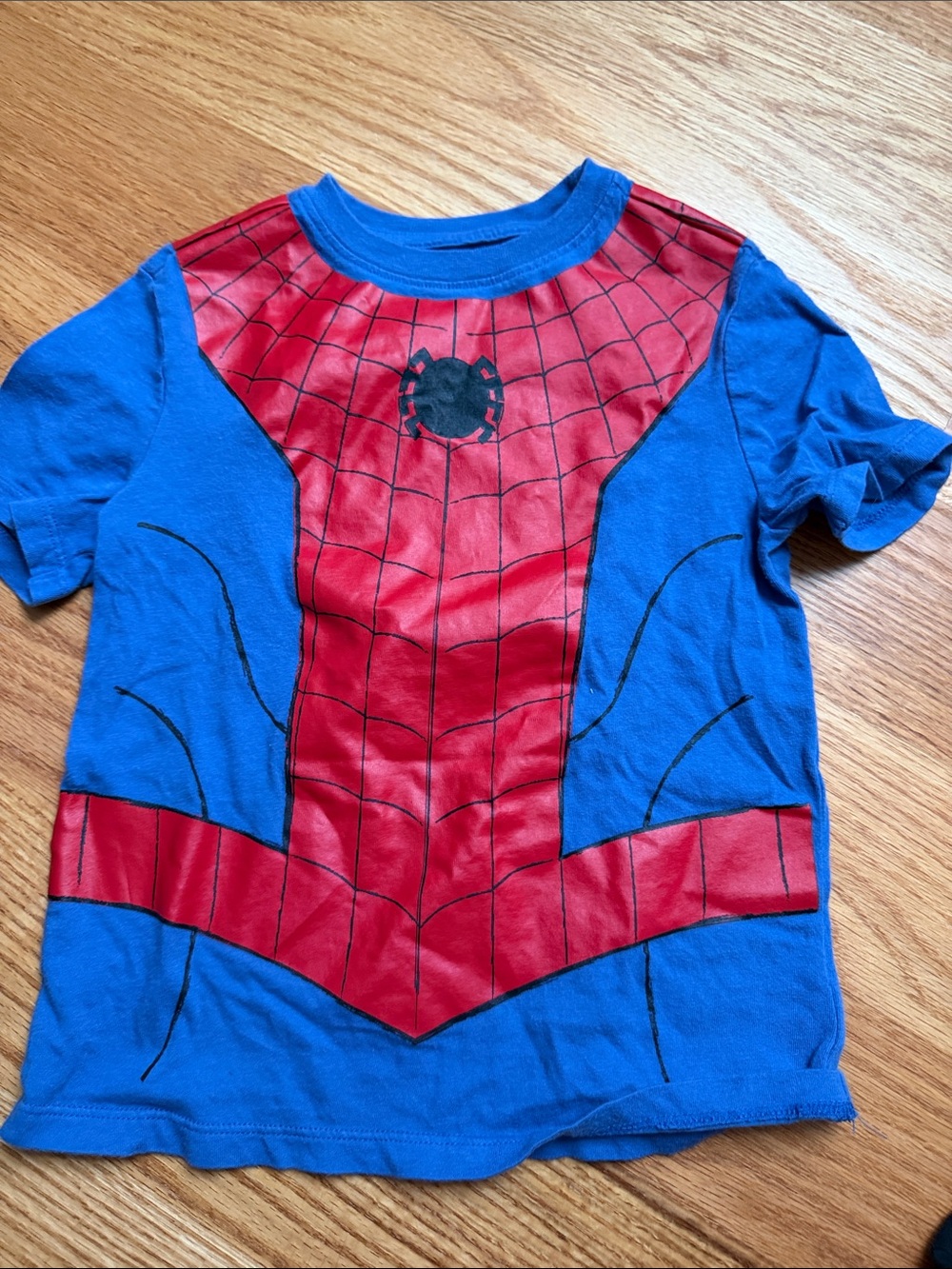 Old Navy Blue and Red Superhero Tee with Web Emblem